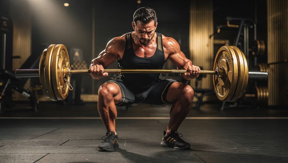 Athlete training with weights