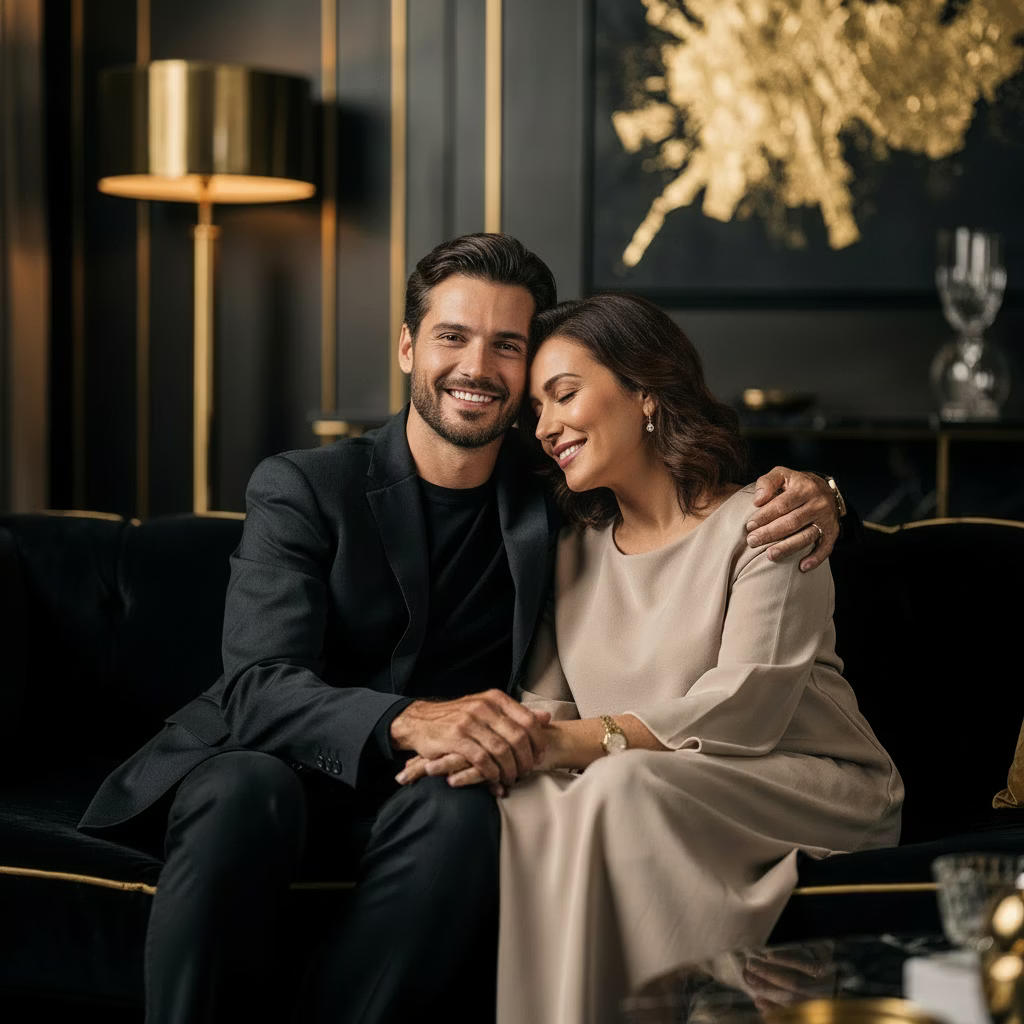 Couple relaxing on a sofa