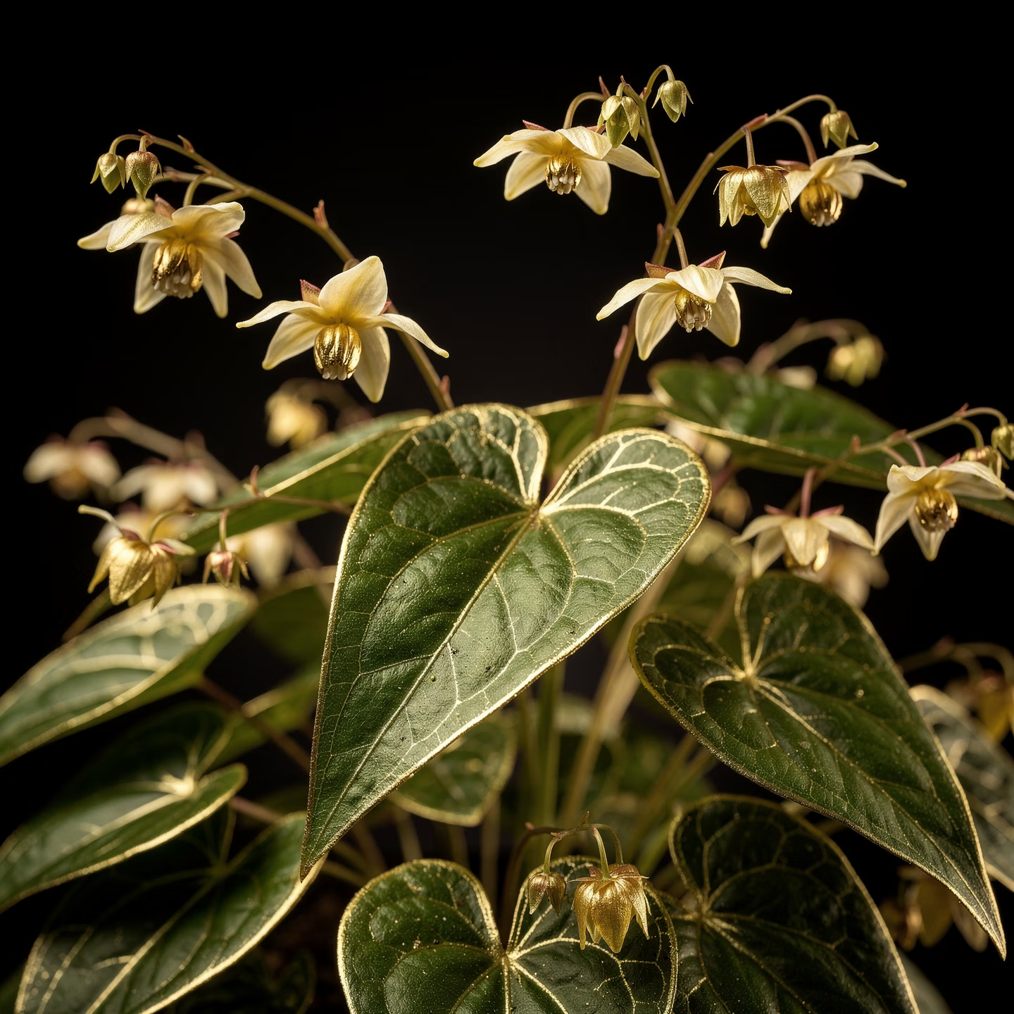 Herba epimedium leaves and flowers